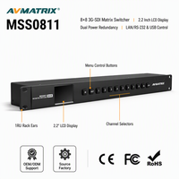 AVMATRIX MSS0811 Conmutador de Matriz 3G-SDI 8x8, Router de Video SDI Compacto con Pantalla LCD y Doble Alimentación para Transmisión en Vivo