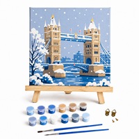 Kit de Peinture sur Toile pour Enfants, Peinture par Numéros DIY, Paysage Imprimé, Dessin Animé, 20x20cm, Coffret Cadeau Coloré