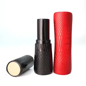 2024 Neues leeres rotfarbenes kunststoffrohr im schlangenhaut-typ Lippenstift-Verpackungsrohrbehälter, Lippenbalsam