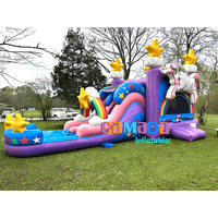 Offre Spéciale : Combo Commercial Gonflable Licorne avec Toboggan, Château de Rebond Extérieur, Structure de Saut et Glisse en PVC 0,55 mm, Installation Facile
