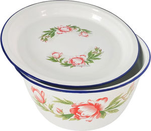 Bols en émail métallique classiques de 14 à 34 cm avec couvercle, décalcomanie durable, bol de rangement pour les doigts en émail, <span class=keywords><strong>vaisselle</strong></span> de cuisine en émail - Product Image 6