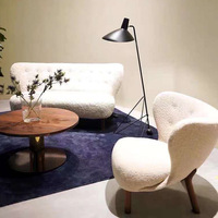 Chaises d'appoint modernes en bois de style nordique, en tissu velours tufté Sherpa, pour appartement, salle de sport, salon, hôtel, bureau à domicile - Ventes flash