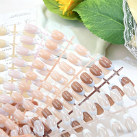 Nouvelles Faux Ongles Prédécoupés de Luxe Style Américain, Forme Cercueil Courte, Effet Œil de Chat, Perles de Verre Scintillantes
