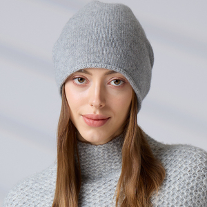 Bonnet tricoté unisexe OEM ODM pour femme, bonnet d'hiver décontracté en cachemire 100% tricoté côtelé pour l'extérieur - Product Image 5