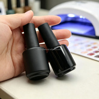 Flacons en verre vides pour vernis à ongles, noirs mats, ronds, 15 ml, avec pinceau, pour gel UV et huile à ongles