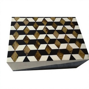 Sophisticated Home Office Jewelry Storage Boxes Elegant Wood and White Resin Inlay Stylish Home Decor Wooden <b>Box</b> for keepsake - Product Image 4