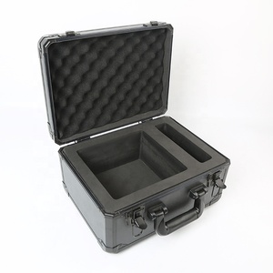 Estuche rígido de aluminio Maletín negro Caja de herramientas a prueba de golpes Estuche de transporte con espuma para instrumento mecánico de prueba - Product Image 3