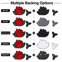 Patchs brodés personnalisés en forme de rose rouge, motifs floraux, à thermocoller ou à coudre, pour vêtements, vestes, chapeaux, sacs