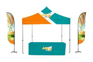 Carpa Personalizada de 10x20 pies con Logotipo Impreso - Paquete para Eventos Incluye Carpa Plegable, Mantel de 6 pies y 2 Banderas NF38F21073 para Exteriores - Product Image 2