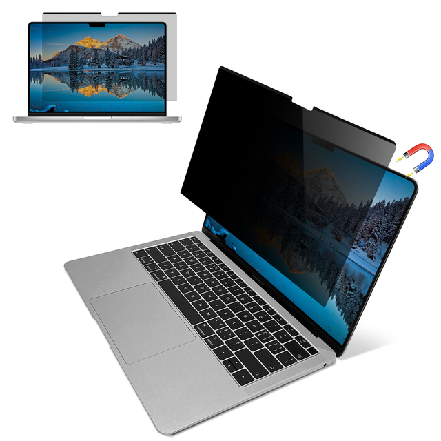 Black Anti Spy Anti Glare Anti Blue Light Magnetic Removable Privacy Filter for Macbook Pro 14.2 Inch Privacy Screen Protector