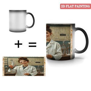 Taza Mágica Negra Esmerilada de 11 oz, Taza de Té de Cerámica Sensible al Calor para Oficina - Product Image 4