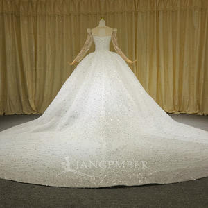 Robe de mariée de luxe à manches longues, robe de bal, Vestido De Novia, dentelle, paillettes, robe <span class=keywords><strong>Marie</strong></span> Lsch24 - Product Image 6