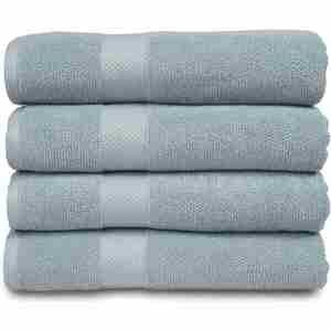 Vente flash - Serviettes de bain d'hôtel en coton 100% écologique, tissées, couleur unie, blanches, de luxe, 70x140cm - Product Image 1