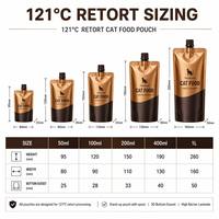 Personnalisé 121 ° Sachet Doypack pour aliments pour chats C Retort, en feuille d'aluminium haute température avec bec verseur, pour emballage de nourriture humide pour animaux de compagnie