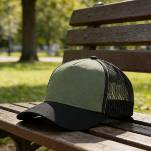 Gorra Trucker Casual de 5 Paneles Verde/Negra, Estilo Hip Hop, Ligera, Transpirable, con Malla en la Parte Trasera, Ajustable con Cierre a Presión, para Deportes al Aire Libre y Ciclismo - Product Image 5