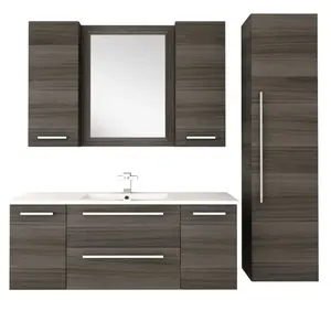 Modern Floating Marble Top Bathroom mirror Vanity cabinet Unit with Sink