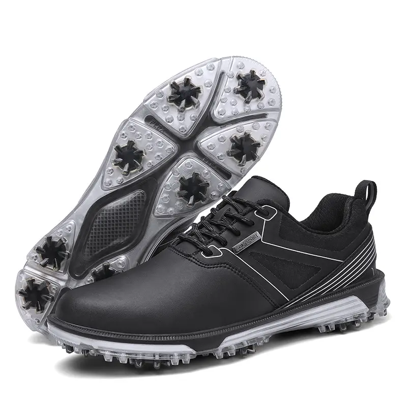 Homens Sapatos De Golfe De Couro Impermeável Sapatilhas De Golfe Anti Slip Spikes Golfers Wears Masculino Ao Ar Livre Leve Walking Golfing Shoes