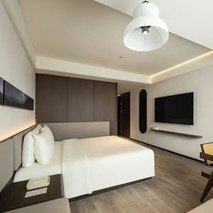 Modern Durable Hotel Bedroom Furniture Set <b>for</b> Apartment Use Customized <b>Single</b> Double Size Wood <b>Bed</b> Frame <b>Headboard</b> Wardrobe - Product Image 2