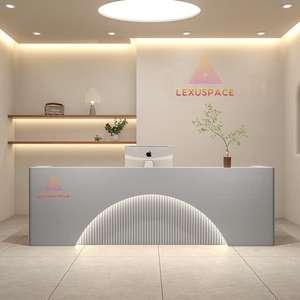 מודרני שולחן קבלה ארוך לבן עם דלפק קבלה עם אור led לסלון שיער וספא - Product Image 6