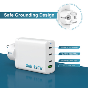 Phổ xách tay gan 120W sạc nhanh LED 4 cổng <span class=keywords><strong>USB</strong></span> tường phí Loại C điện thoại di động sạc Adapter PD sạc 120W - Product Image 2