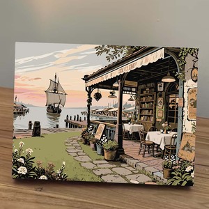 SONGWOO Kit Pittura Acrilica con Numeri per Principianti, Paesaggio Portuale, Decorazione Casa, Senza Cornice - Product Image 3