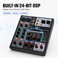 Mini-mixeur audio 4 canaux M6, interface audio USB, DSP 24 bits, Bluetooth, alimentation fantôme 48V pour studio à domicile, enregistrement et diffusion en direct