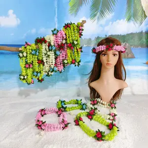 Bando Pikake & Roset Buatan KN-he055 Kepala Bunga Hawaii Mahkota Pesta Dansa Hula Gadis Hiasan Kepala Mode Karangan Bunga