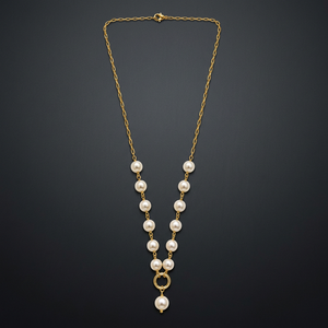 Collier pendentif lariat classique en imitation perle plaqué rhodium pour femmes, bijoux de mode pour mariage, vente en gros - Product Image 5