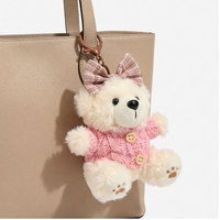 Porte-clés ours en peluche mignon, jouet animal en peluche, breloque de sac, pendentif accessoire de sac à main avec pull rose, cadeau pour filles