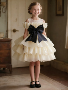 Vestido <span class=keywords><strong>Lolita</strong></span> de Poliéster con Cuello Redondo y Lazo de Princesa para Niñas, Estilo Festivo, Tejido a Crochet, para Niñas de 6 Años, ODM, Largo hasta la Rodilla, Tipo Vestido de Gala - Product Image 5