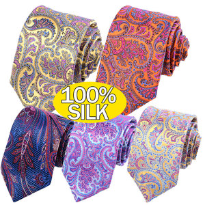 เนคไทผ้าไหมลาย Paisley ทำมือสำหรับผู้ชายเนคไทผ้า100% แฟชั่นสำหรับผู้ชายขายส่ง - Product Image 1