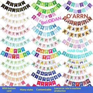 Guirlande pré-attachée dorée Joyeux Anniversaire, bannière colorée Joyeux Anniversaire pour décorations de fête d'anniversaire, drapeaux et bannières - Product Image 1