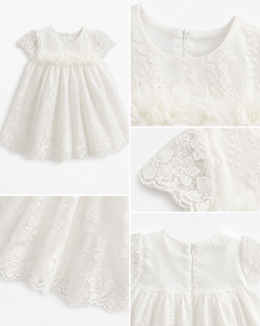 Robe élégante pour bébé fille, brodée de fleurs, légère, avec une silhouette volumineuse, pour les occasions spéciales - Product Image 5