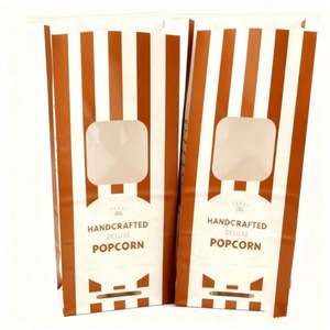 Hot Sale Brown Kraft Paper <b>Bag</b> With Window Square Bottom Food Grade Eco-Friendly Recyclable for Popcorn and Food <b>Packing</b> - Product Image 2