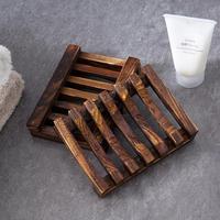 Porte-savon en bois de bambou naturel carré et rond porte-savon de salle de bain accessoires de salle de bain à domicile