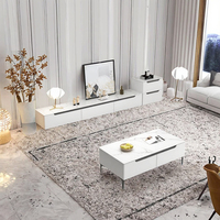 Meuble TV en bois de style panneau moderne et contemporain YQ avec plateau en pierre frittée facile à nettoyer pour salon, hôtel et petit appartement