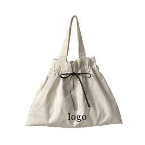 Wholesale Eco-Friendly <b>Reusable</b> Nature Custom Logo Print <b>Shopping</b> Tote Cotton Gift Dust Small Canvas Drawstring <b>Bag</b> - Product Image 1