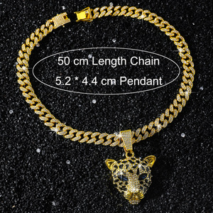 สร้อยคอจี้รูปหัวเสือดาวสไตล์ฮิปฮอป ดีไซน์ใหม่ โดดเด่นไม่ซ้ำใคร สร้อยคอโลหะผสมสำหรับผู้ชาย เครื่องประดับแฟชั่นทันสมัย ขายส่ง - Product Image 5