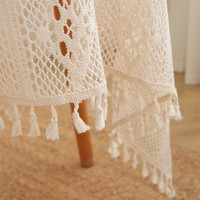Nappe ronde en polyester à dentelle creuse pastorale pour mariage, fête, hôtels, couverture de table, blanche, salle à manger