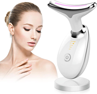 Masseur facial et du cou vibrant 7 couleurs, modes réglables, pour favoriser le raffermissement, rechargeable par USB, cadeau idéal pour femme