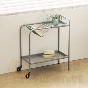 Rolling <b>Cart</b> Mobile <b>Storage</b> <b>Cart</b> with Wheels Metal Serving <b>Cart</b> Wine Display Rack Movable Book <b>Cart</b> Tempered Glass Top - Product Image 2