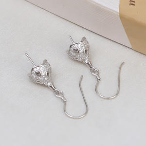 Boucles d'oreilles en argent S925 avec perle de jade, accessoires de bijoux DIY, ailes d'ange semi-finies 3911 avec chaîne simple - Product Image 4