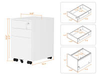 Armoire de classement en acier à 3 tiroirs avec serrure à clé, design mobile sur pied, pour le rangement de bureau à domicile en métal