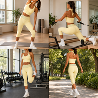 Ensemble de yoga 2 pièces grande taille pour femme, haut court dos nu à pois et short, sans couture, recyclable, pour la gym, l'entraînement et les loisirs