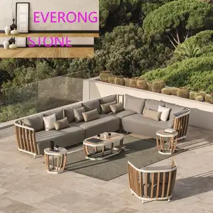 Bali Teakholz Terrassenmöbel Sofa-Set mit Metall-Aluminium-Rahmen für draußen