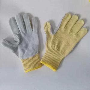 Gants en cuir aramide résistants aux hautes températures, résistance au coupure de niveau 5, résistance à l'usure, ambidextres, jaunes, pour usage en laboratoire - Product Image 4