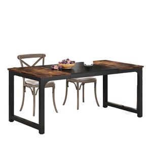 Wholesale Industrial Wooden Dining <b>Table</b> | Rustic Wood and Black Metal Frame Kitchen <b>Table</b> Indian Supplier - Product Image 1