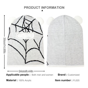 Jacquard mô hình gấu Tai trượt tuyết mặt nạ hoodie 1 lỗ tùy chỉnh thiết kế trắng dệt kim Balaclava cho bữa tiệc câu cá sử dụng hàng ngày-bán buôn - Product Image 6