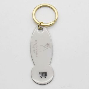 Custom Logo Supermarket Sublimation Token Coin Keychain Designer Shopping Trolley Coin <b>Holder</b> <b>Key</b> Chain with Bottle Opener - Product Image 2