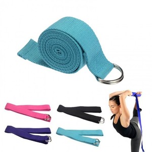 Vente en gros de ceinture en coton avec logo personnalisé Sports & Divertissement Sangle de yoga réglable pour le fitness Physiothérapie Pilates - Product Image 5